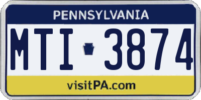 PA license plate MTI3874