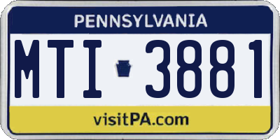 PA license plate MTI3881