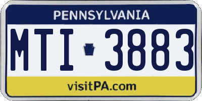 PA license plate MTI3883
