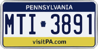PA license plate MTI3891