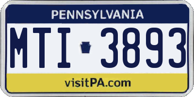 PA license plate MTI3893