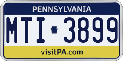 PA license plate MTI3899