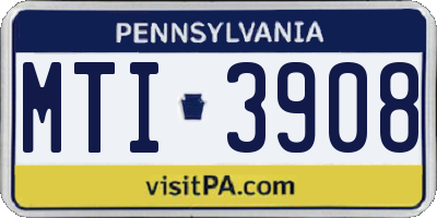 PA license plate MTI3908