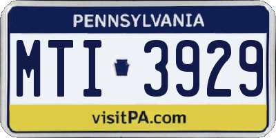 PA license plate MTI3929