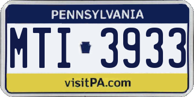 PA license plate MTI3933