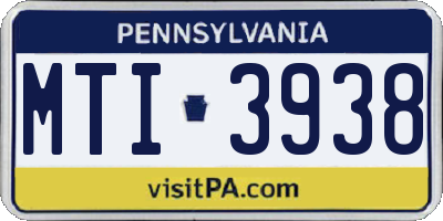 PA license plate MTI3938