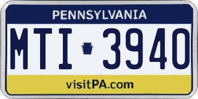 PA license plate MTI3940