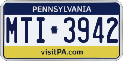 PA license plate MTI3942