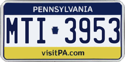 PA license plate MTI3953