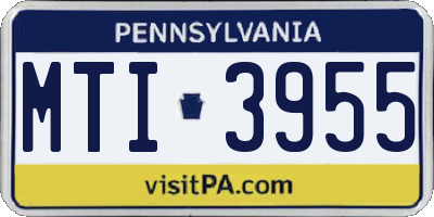 PA license plate MTI3955