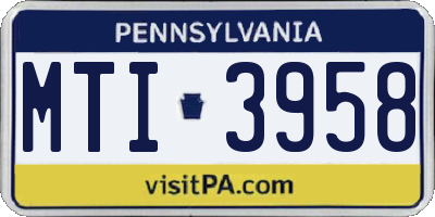 PA license plate MTI3958
