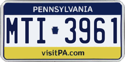 PA license plate MTI3961