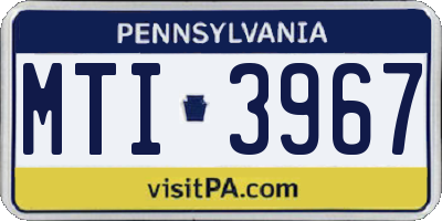 PA license plate MTI3967