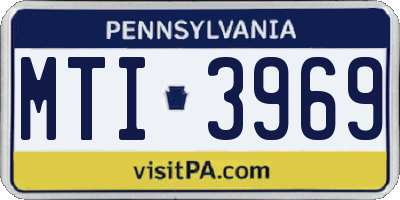 PA license plate MTI3969