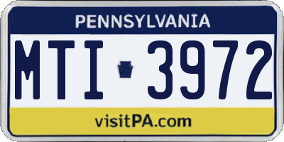 PA license plate MTI3972