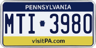 PA license plate MTI3980