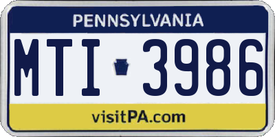 PA license plate MTI3986