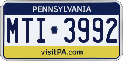 PA license plate MTI3992