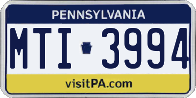 PA license plate MTI3994
