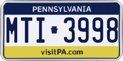 PA license plate MTI3998