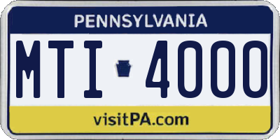 PA license plate MTI4000