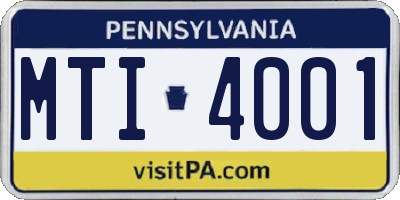 PA license plate MTI4001