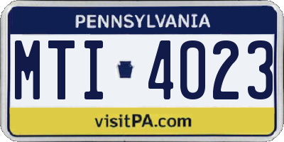 PA license plate MTI4023