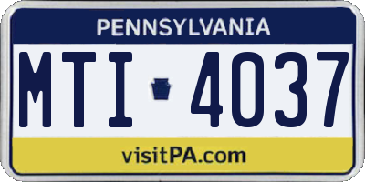 PA license plate MTI4037