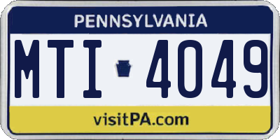 PA license plate MTI4049
