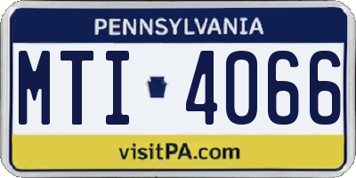 PA license plate MTI4066