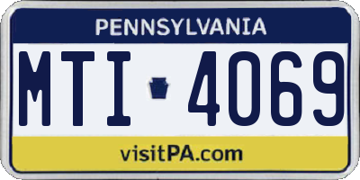 PA license plate MTI4069