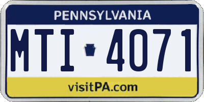 PA license plate MTI4071