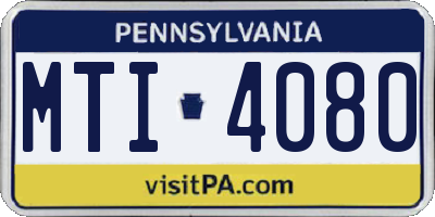 PA license plate MTI4080