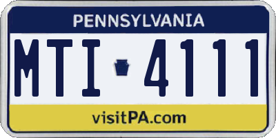 PA license plate MTI4111