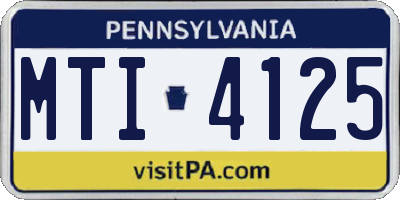 PA license plate MTI4125