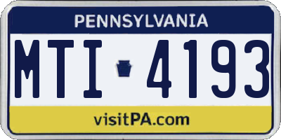 PA license plate MTI4193