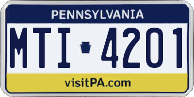 PA license plate MTI4201