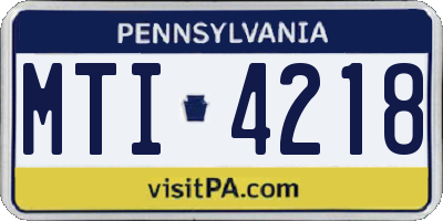 PA license plate MTI4218