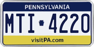 PA license plate MTI4220