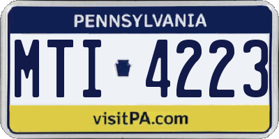 PA license plate MTI4223
