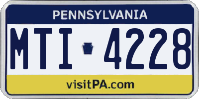 PA license plate MTI4228