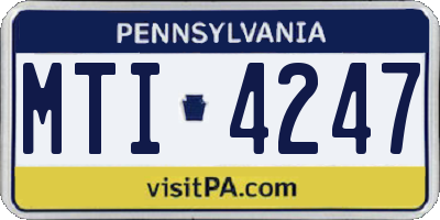 PA license plate MTI4247