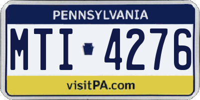PA license plate MTI4276