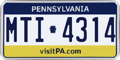PA license plate MTI4314