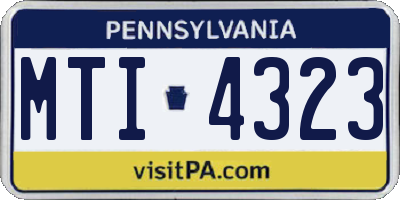 PA license plate MTI4323