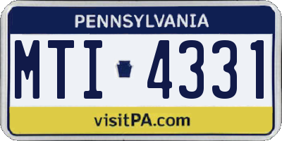 PA license plate MTI4331
