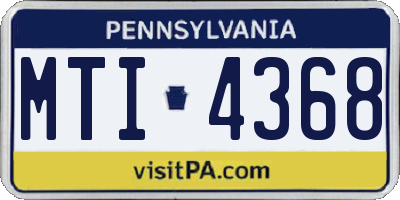 PA license plate MTI4368