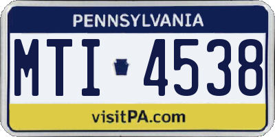 PA license plate MTI4538