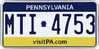 PA license plate MTI4753
