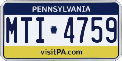 PA license plate MTI4759